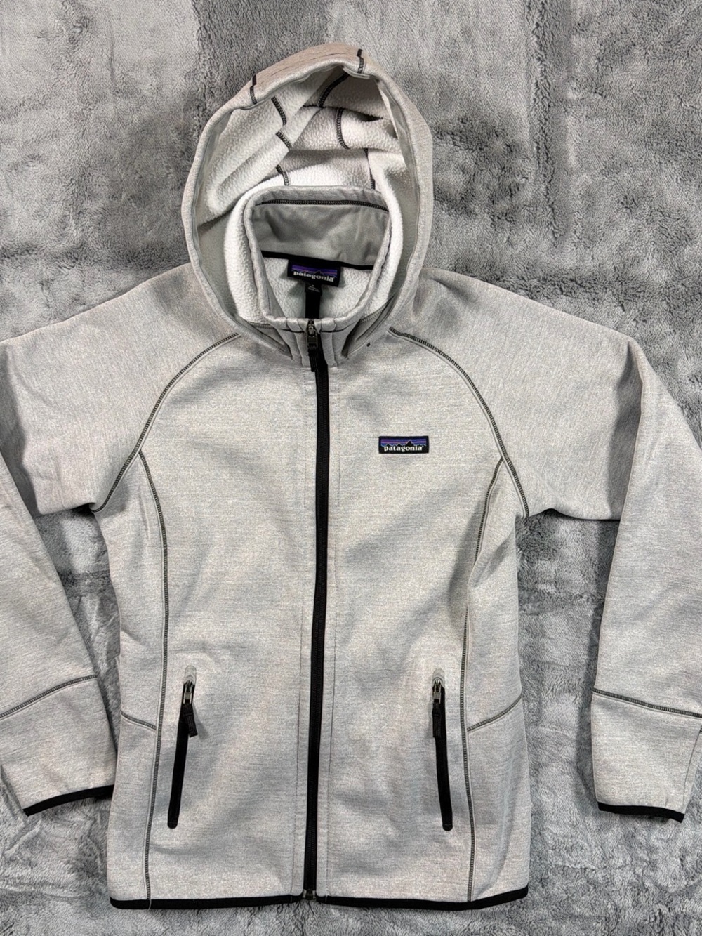 Patagonia Women Better Sweater Full Zip Hooded Fleece Hoodie Pockets Gray Size S